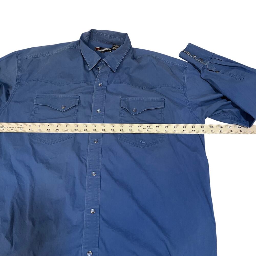 Roper Men's Long Sleeve Pearl Snap Western Shirt Solid Blue Large - Picture 7 of 8